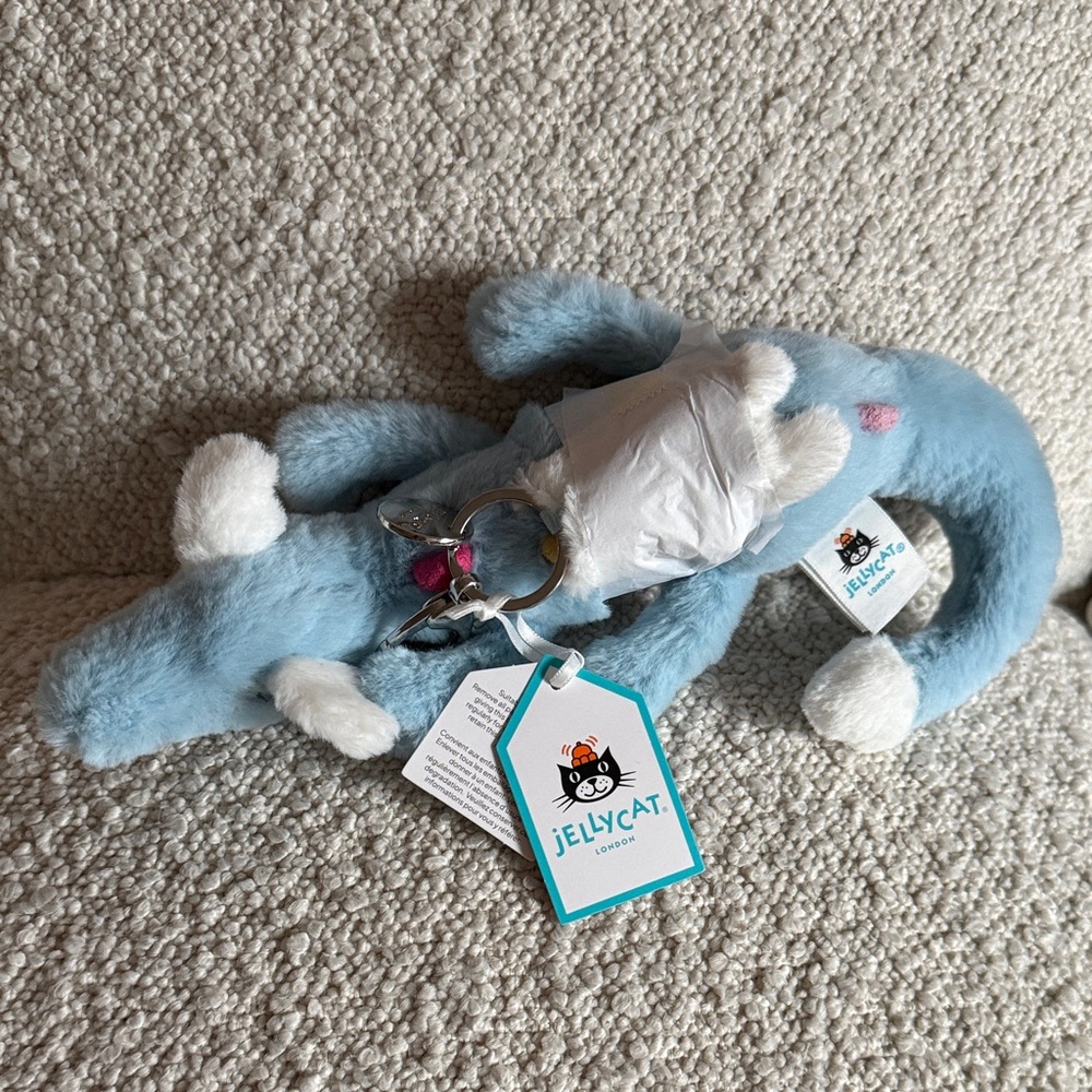 Jellycat Light Blue x Rainbow Mini Dragon Keychain